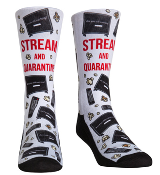Stream And Qurantine Socks. Funny 2020 socks. Covid socks.