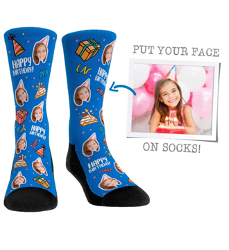 Happy Birthday Custom Photo Socks