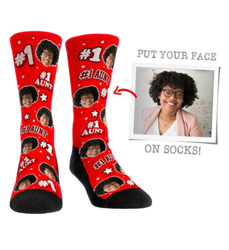 Number one favorite aunt custom photo socks.
