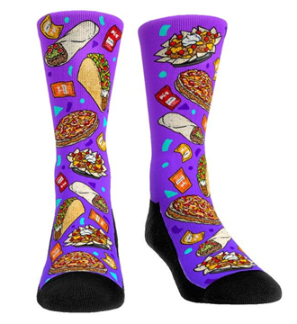 Mexican fast food socks. Taco socks, Burrito socks, Nachos socks, 