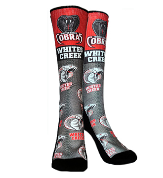 Whites Creek Cobra Socks. Nashville High School Socks.